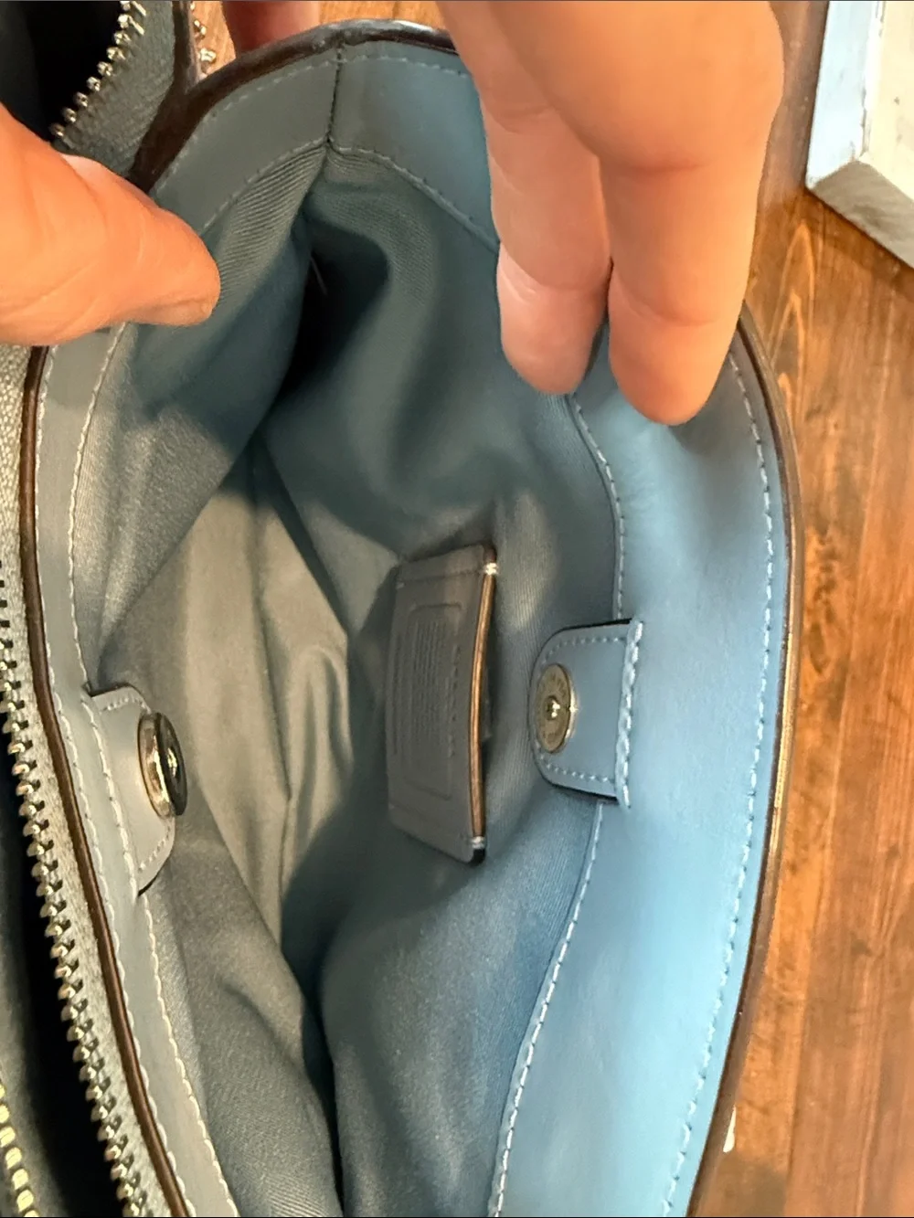 Coach Crocodile Light Blue Carry All Purse